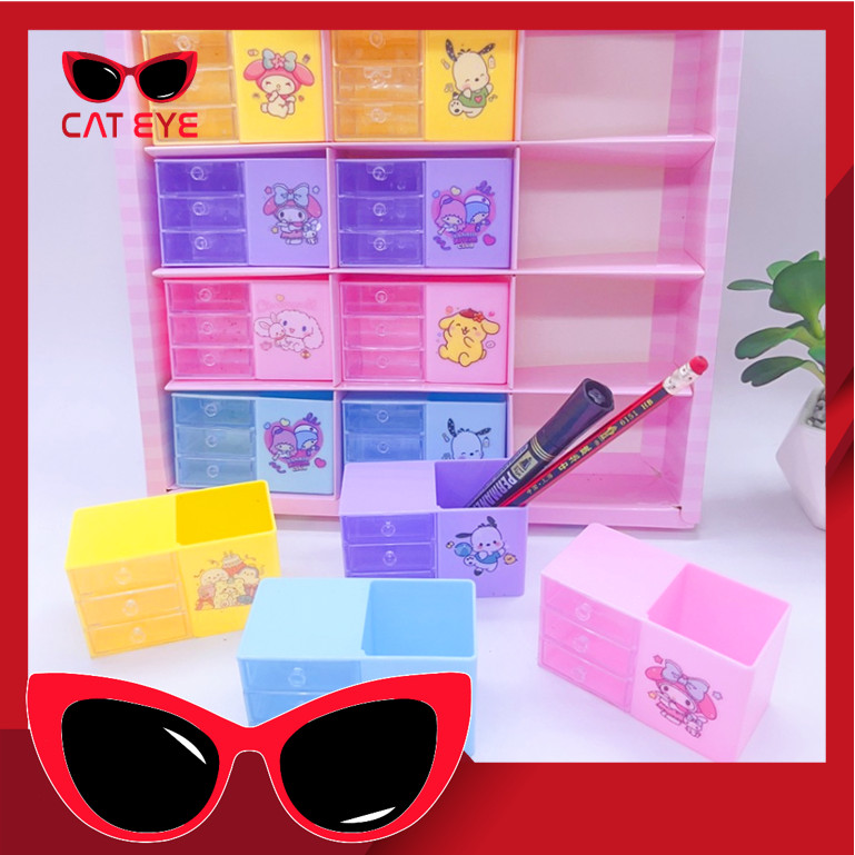 PROMO - 6401 Laci Kecil Motif Karakter Lucu / Kotak Organizer Mini Plastik / Laci Mini 3 Tingkat / R