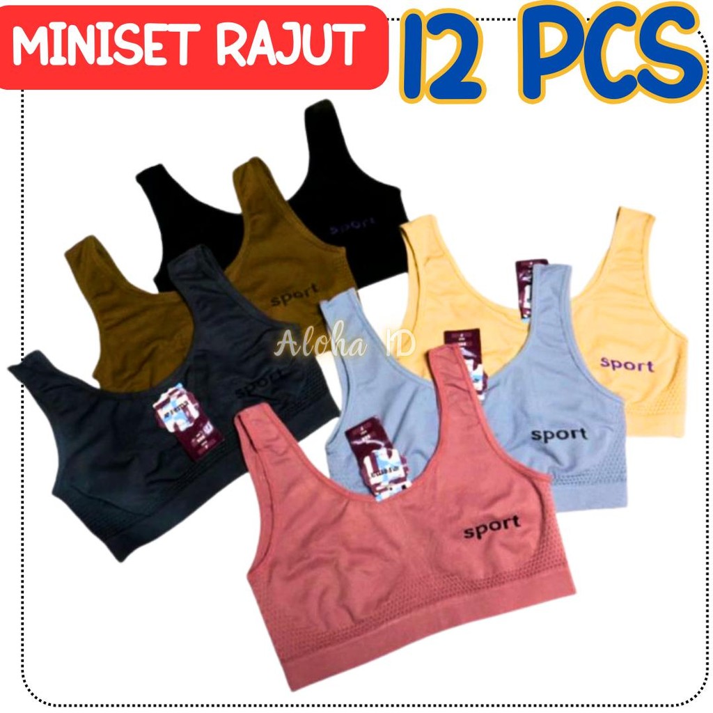 12 PCS Miniset Bra Rajut Remaja Dewasa Fema Grosir