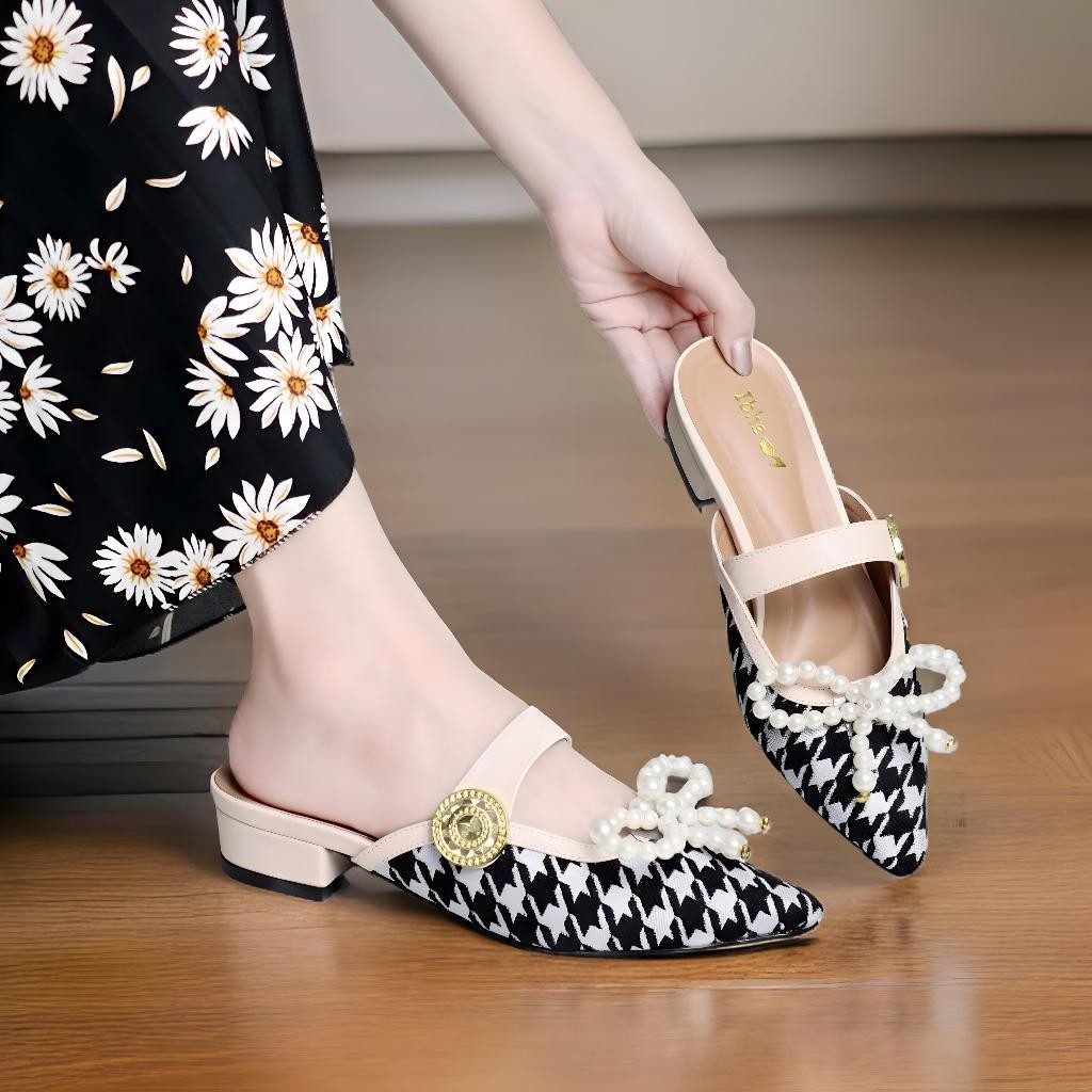 Yudhi collection Noval 13 Heels Wanita Hak Tahu 3 Cm Hitam Merah Putih