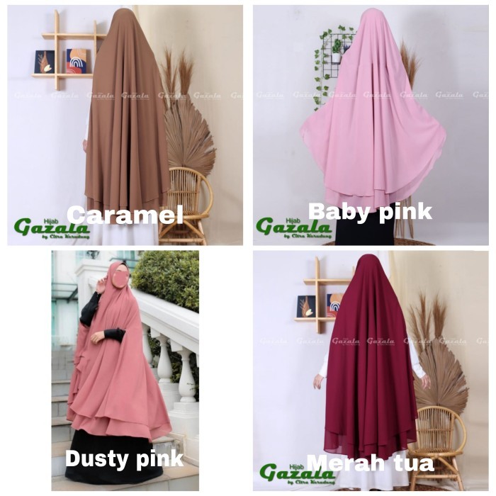[[Premium Khimar]]BEST Jilbab Jumbo bahan Ceruty Babydolls model Tangan Bolong 2 Layer - dusty pink