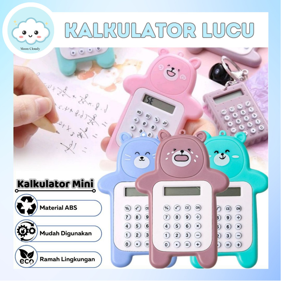 

Calculator Mini Portable Motif Bear Kalkulator 8 Digit Alat Hitung Pejumlahan Pengurangan Perkalian Pembagian Bentuk Gambar Beruang Lucu Tombol Karet Perlengkapan ATK Anak TK SD SMP Murah Bermanfaat