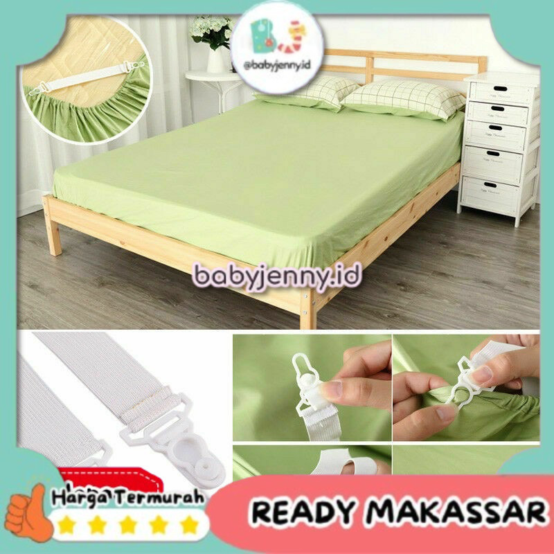 [babyjenny.id] J269 4PCS TALI KARET Strap SPREI Ujung Kasur Sheet GRIPPERS Pengait Jepitan Sudut Bed