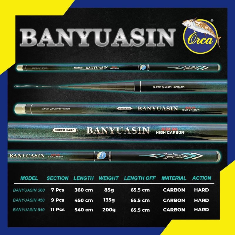 TERLARIS Joran tegek ORCA BANYUASIN 360 450 540 Terbaru tegek kaku ringan kuat bahan carbon