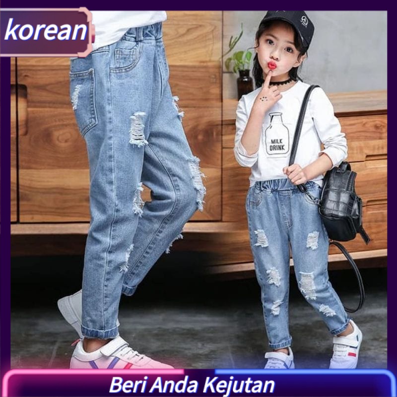Korean style Celana jeans sobek anak perempuan || celana jeans anak || celana anak perempuan || cela