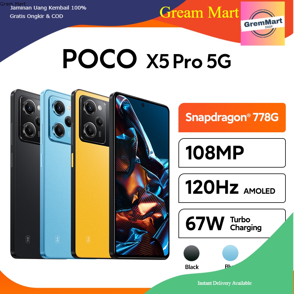 Official Xiaomi POCO X5 Pro 5G (6GB/128GB) | (8GB/256GB) Snapdragon 778G 5G 120Hz AMOLED 67W 108MP N