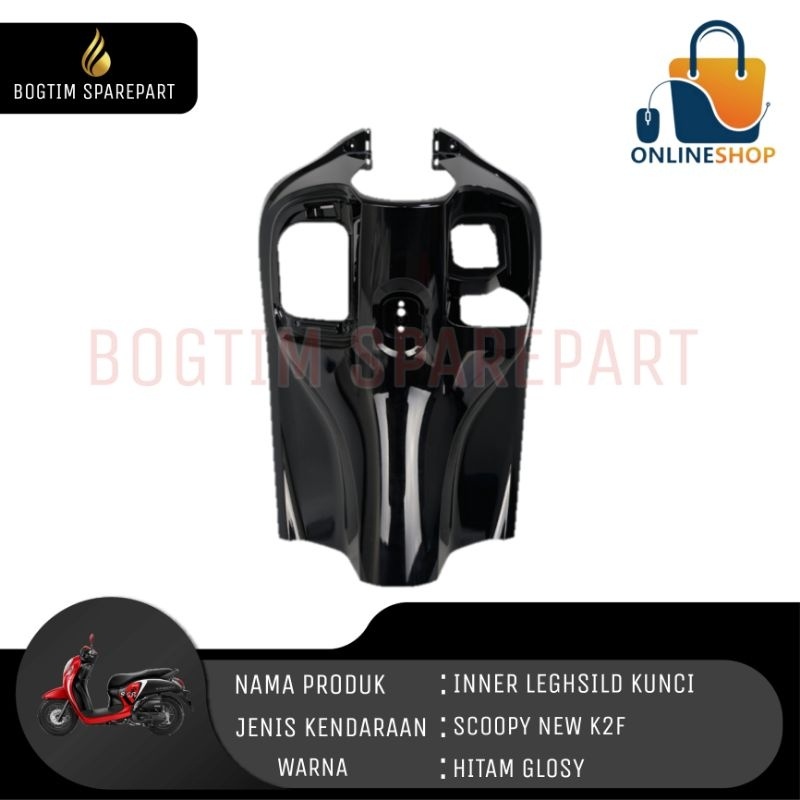 Cover inner dashboard legshild dek kunci kontak scoopy new fi esp 2021 K2F hitam glosy non keyles or
