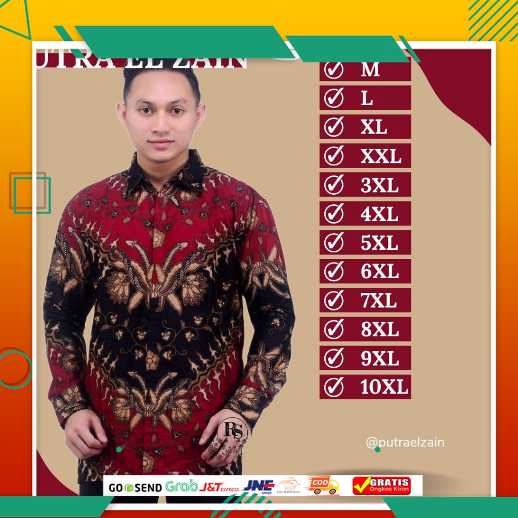 BAJU BATIK PRIA KEREN MODEL BARU /BATIK JUMBO M L XL XXL 3XL 4XL 5XL 6XL 7XL 8XL 9XL 10XL BATIK MARO