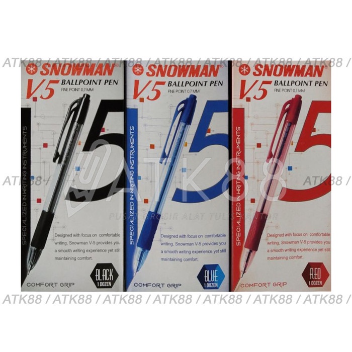 

Ballpoint / Pulpen Snowman V5 1 Pak / 12 pcs - Biru