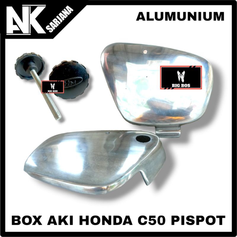 BOX AKI HONDA C50 PISPOT DIRAL KEMPOLAN AKI C50 PISPOT ALUMUNIUM SET BAUT