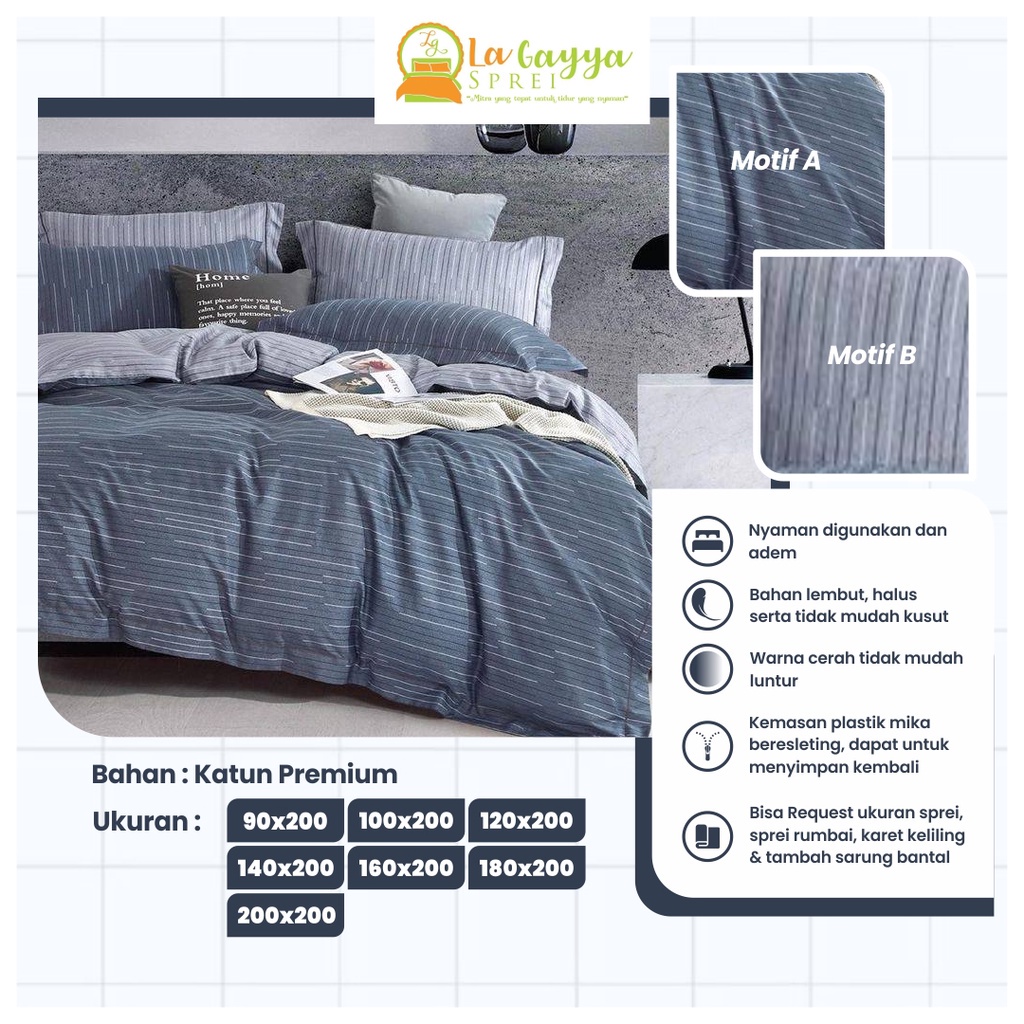 Home Made Sprei Seprei Motif Alexander 180 x 200 x 30 Seprai 160 x 200 x 25 Sprai 140 x 200 x 35 120