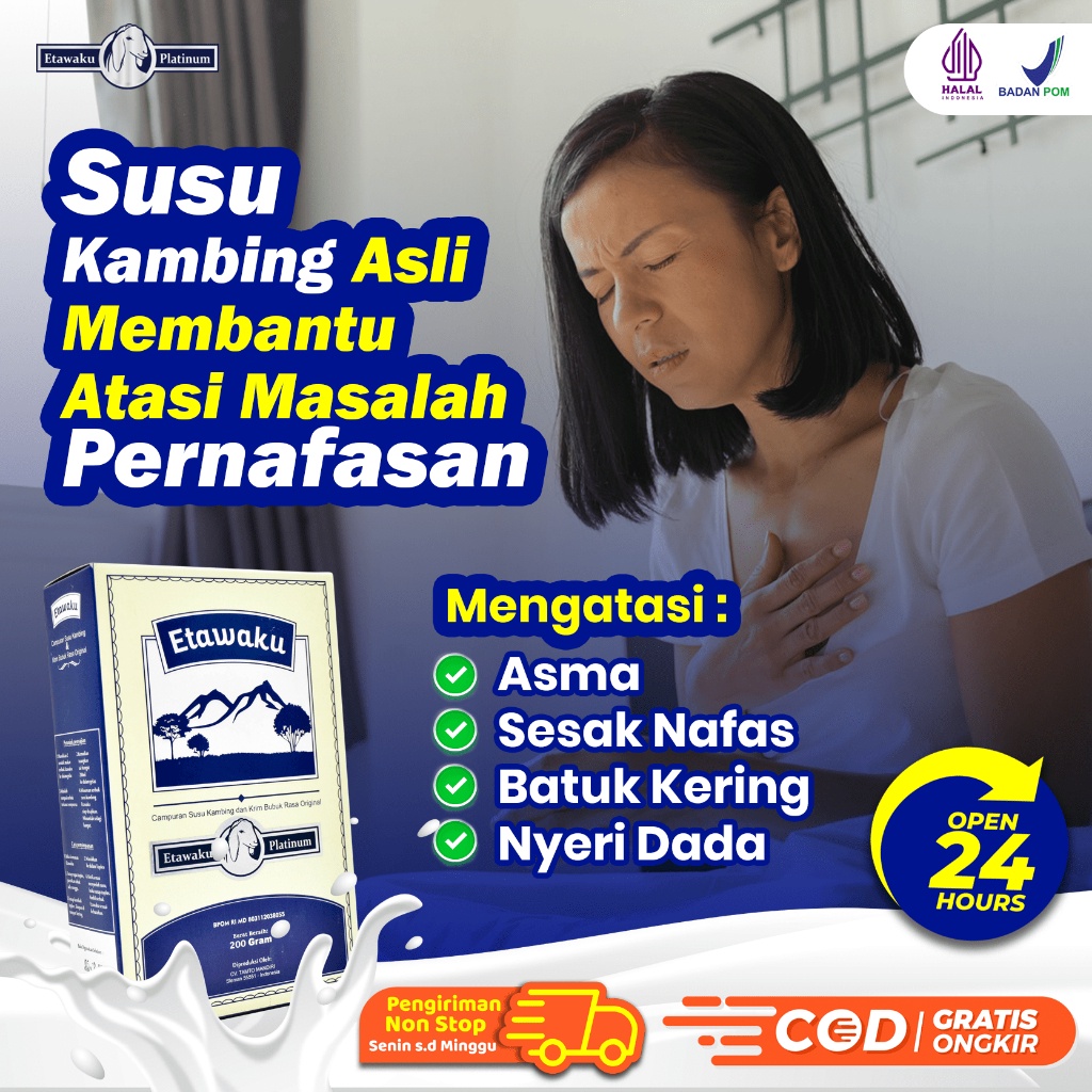 

Etawaku Platinum Asli - 3x Atasi Masalah Pernafasan Sesak Nafas Asma Gangguan Pernafasan Susu Kambing Bubuk Provit Etawa Tingkatkan Daya Tahan & Imunitas Tubuh Jaga Kesehatan & Sendi Tulang Isi 200gr Original