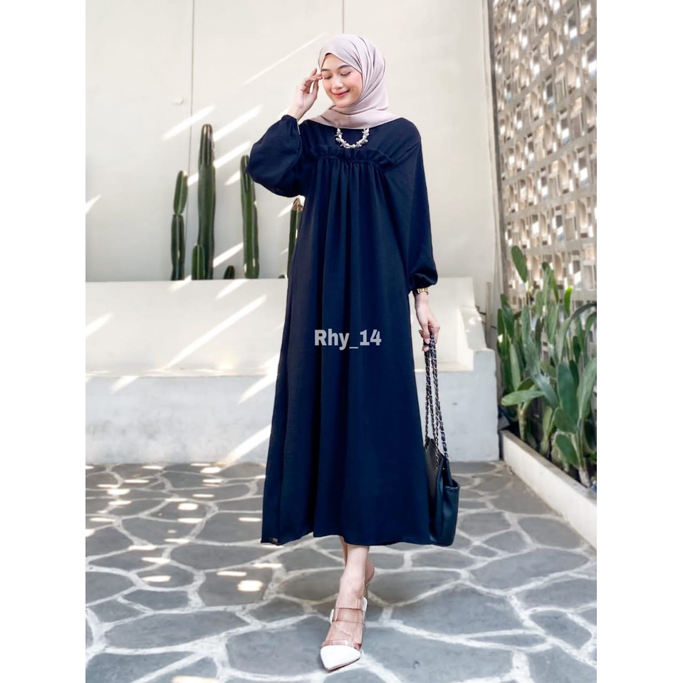 Daster Gamis Fuji Crinkle / Gamis Daster Crinkle Airflow / Dress Lengan Panjang Kekinian