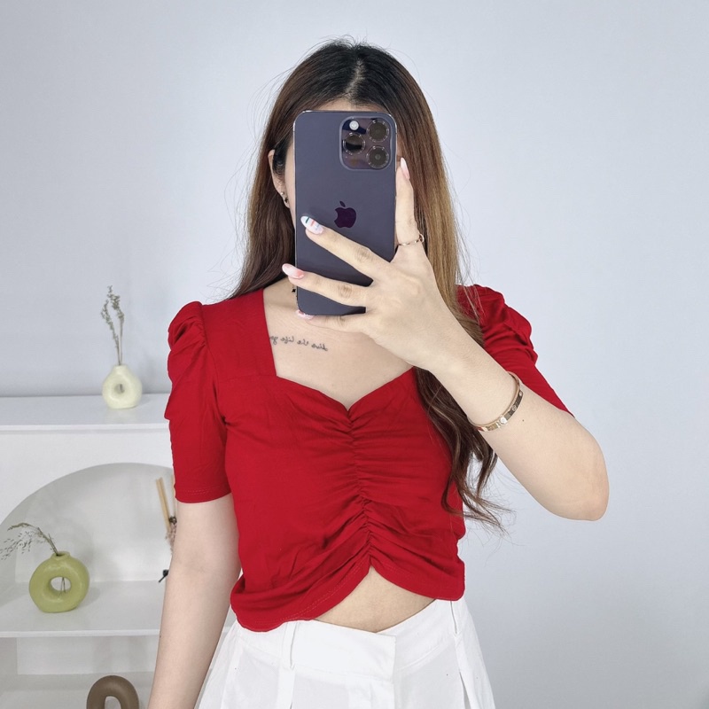 Jesly Puffy top | Crop top puffy kerut