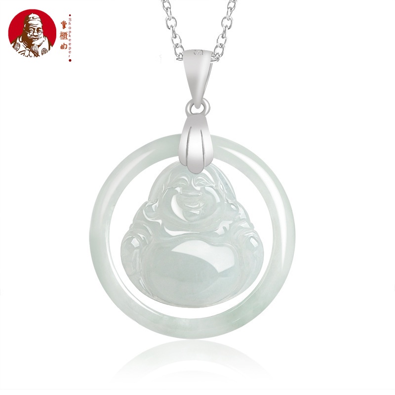 [Dengan sertiflkat  identiflkasi] Liontin batu giok alami gesper perak S925, liontin batu giok es pr