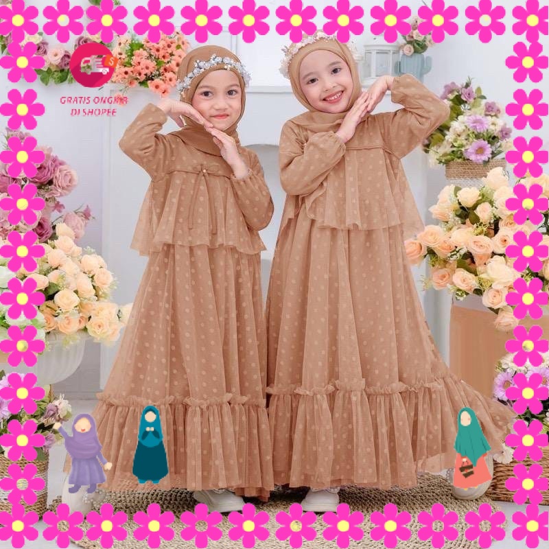 BAJU MUSLIMAH ANAK PEREMPUAN GADIS WANITA GIRLS MOTIF CUANTIK / NEW MAXI EMIKID 3-15THN / GAMIS ANAK