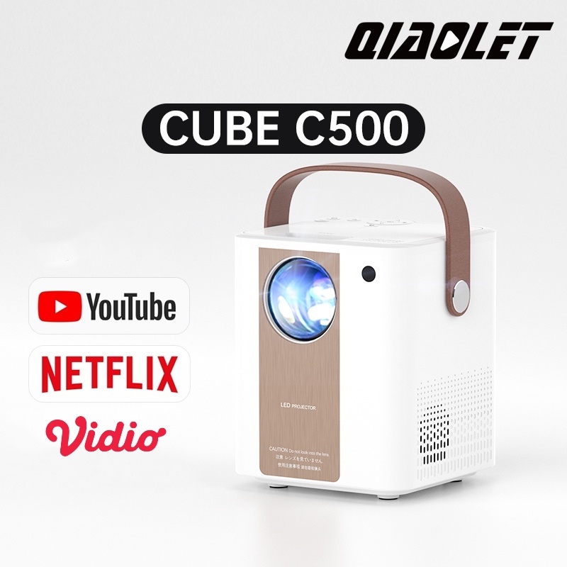 QIAOLET Portable Projector 6500 Lumens  C500 Android Proyektor Mini Bluetooth 5G Wifi Mendukung Netf