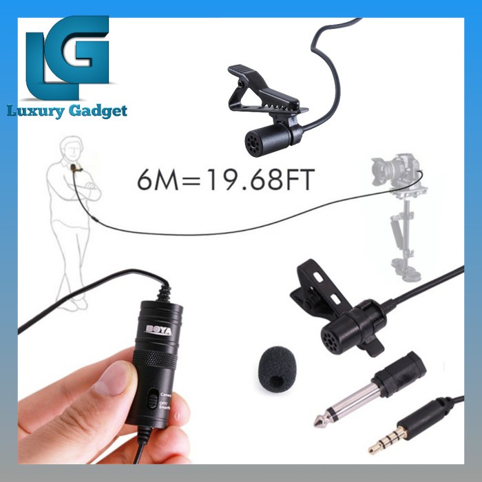 MIC CLIP ON TERBAIK HP YOUTUBER VLOGGERS PORTABLE KABEL PANJANG 6METER