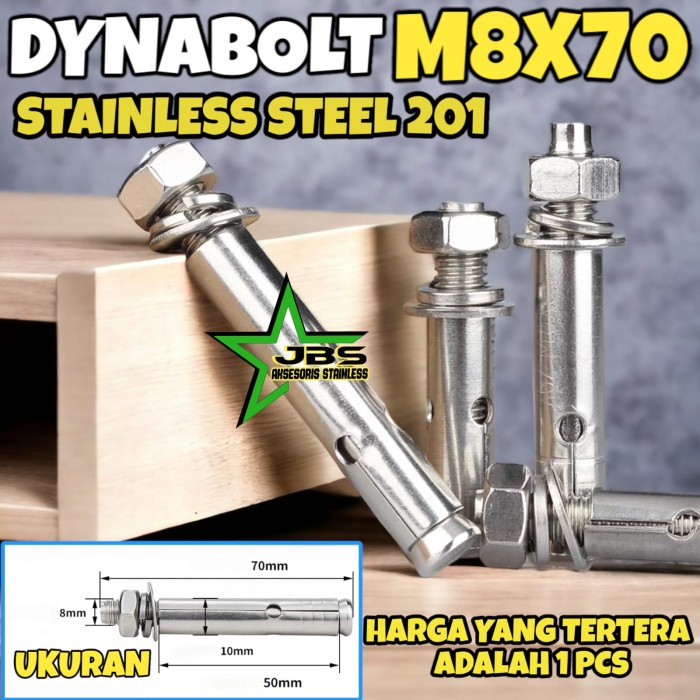 ASS Dynabolt stainless steel 201 M8x70mm