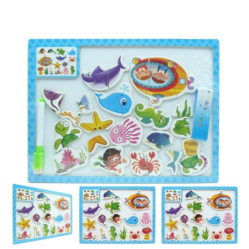 

Magnetic Puzzle 2 in 1 Whiteboard / Blackboard Mainan Anak PlayTree