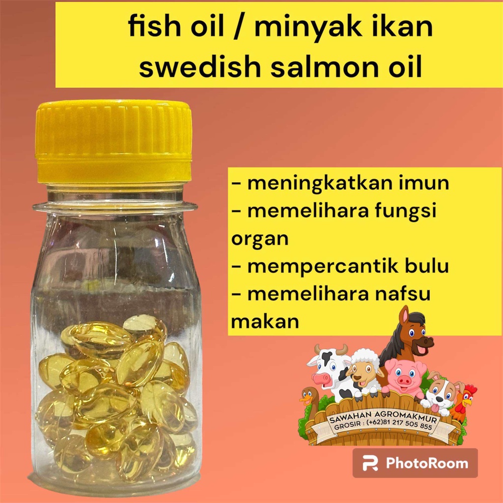 minyak ikan eceran isi 30 untuk hewan burung ayam aduan bangkok jago anjing kucing kelinci repack / 