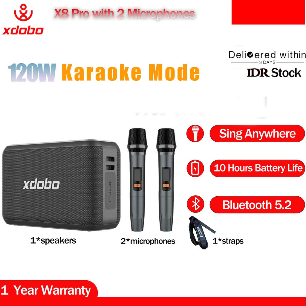 XDOBO X8 Pro 120W  Wireless Karaoke Bluetooth Stereo Outdoor Audiophile Subwoofer Portable Speaker With dual microphone