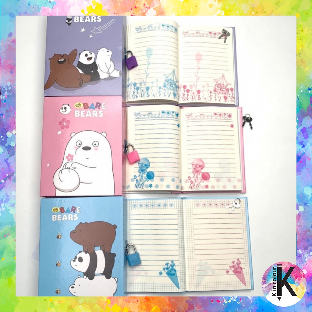 

Buku Diary Gembok Bears Biru, Pink, Purple
