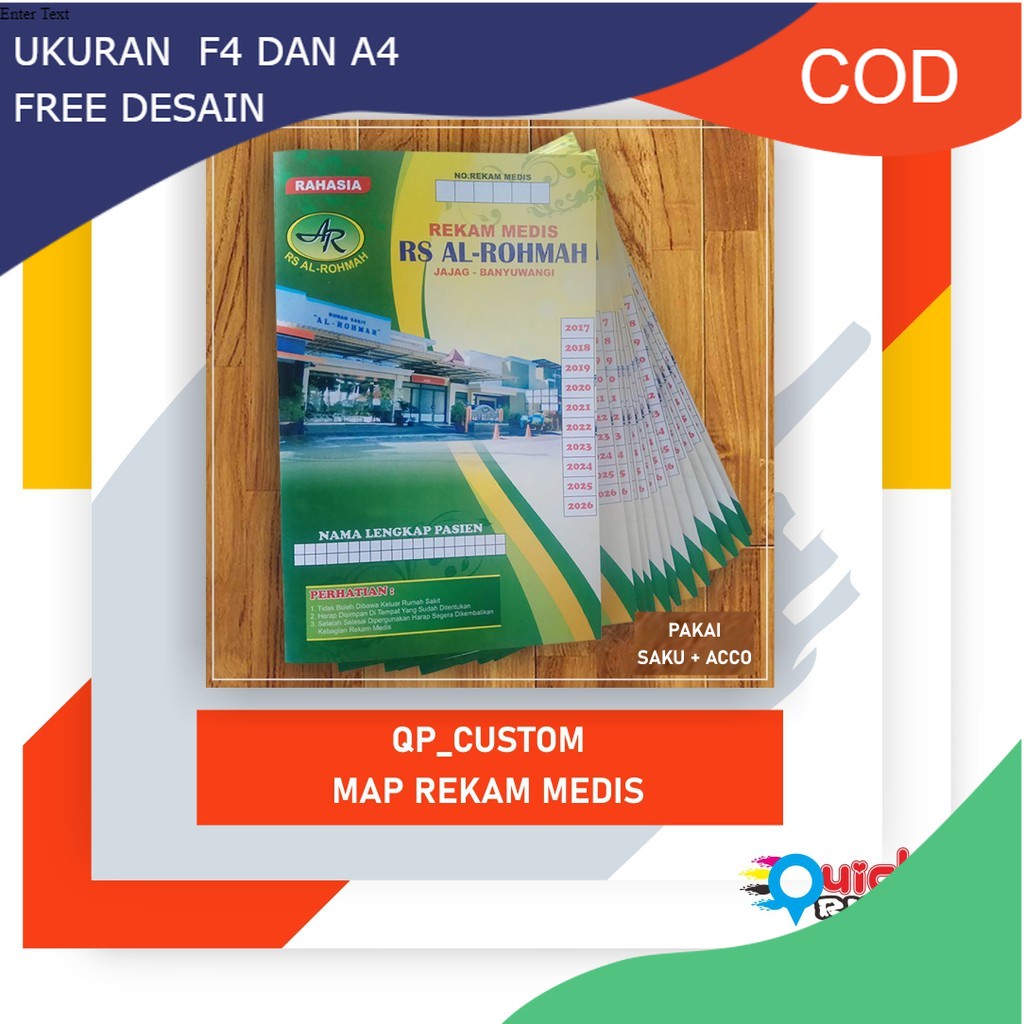 

Map Rekam Medis : Puskesmas, Klinik, Praktek Dokter, Bidan, dll Ukuran Isi F4 & A4