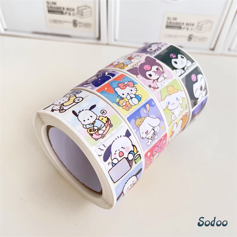 

500 lembar stiker bahan kartun lucu Sanrio stiker bahan Melody Kuromi Yuji stiker anjing dekorasi DIY - SO