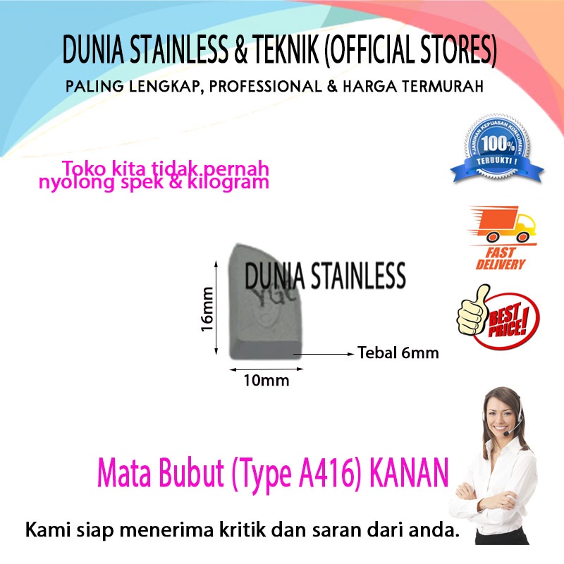 Mata Bubut A416 (kanan) alat alat teknik bengkel besi stainless steel