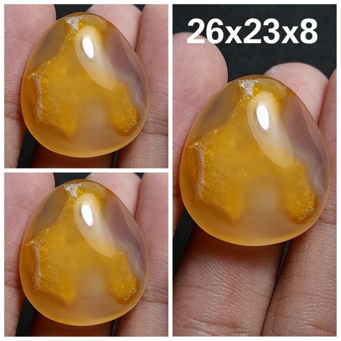 Natural Batu Akik Kristal Motif Gambar Yakut Warna Kuning Emas Antik 1