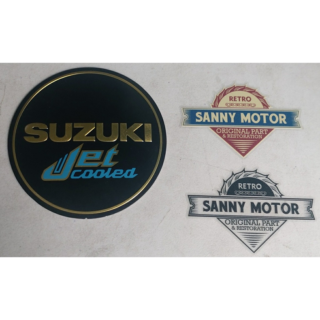 emblem jet cooled suzuki rc 100 bagian bak mesin original