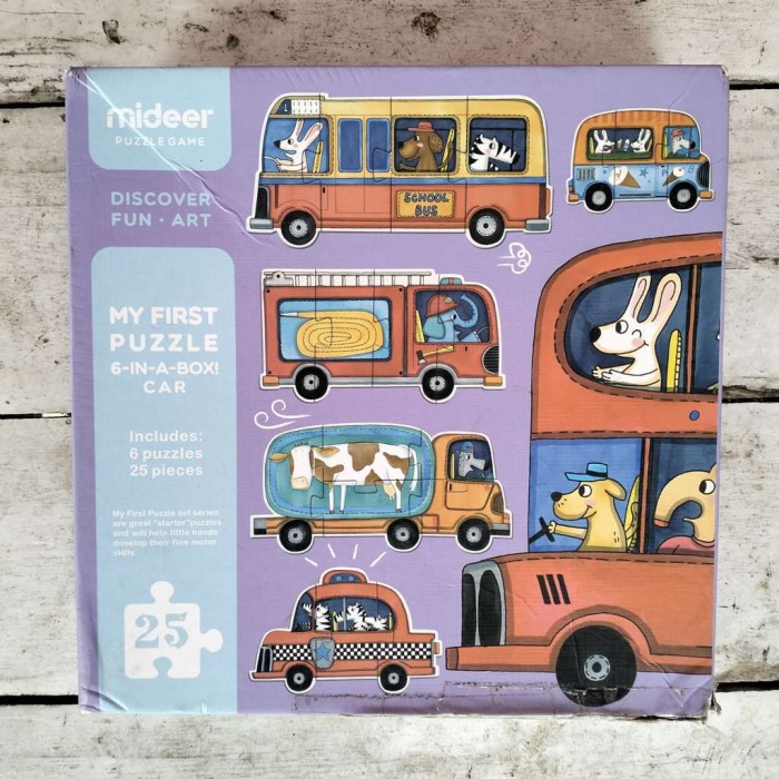 Mideer My First Puzzle Car - Jigsaw Preloved Bahan Tebal Lengkap