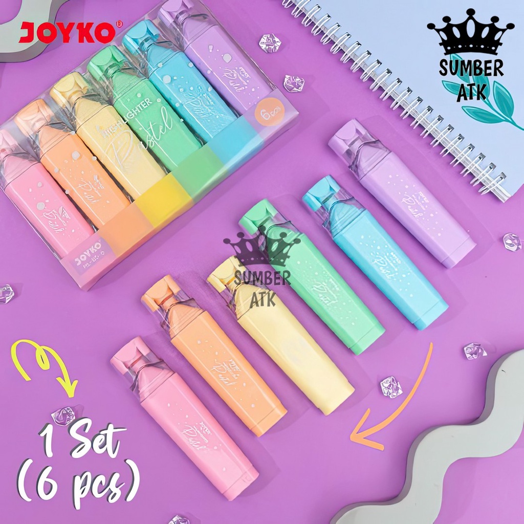 

Highlighter Penanda Berwarna Joyko HL-85-6 Pastel Color 1 Set 6 Pcs