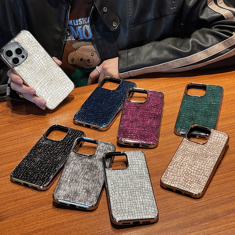 Case IPhone 15 14 13 Pro Max IPhone 15 Pro Max IPhone Pola Buaya Casing Ponsel Kulit Casing Ponsel M