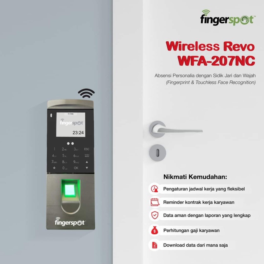 Mesin Absensi Fingerprint Wajah Fingerspot Revo WFA207NC WFA-207NC