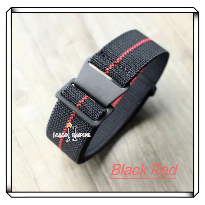 French Marine Nationale Diver Parachute Parasut Elastic Nato Strap MN - black red, 22mm