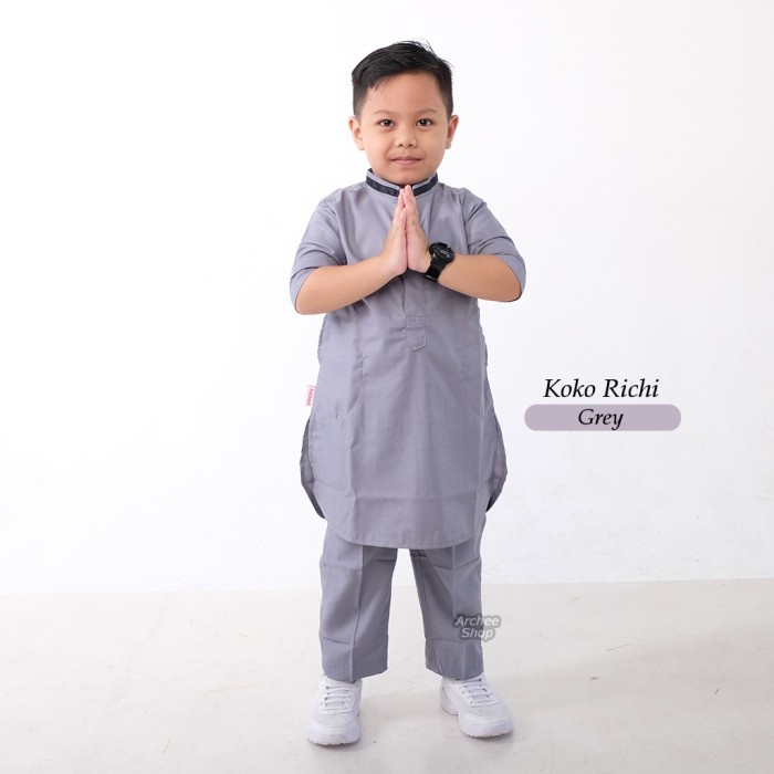 best -setelan baju koko anak laki laki muslim gamis cowok turki kurta lengan - Putih, XS