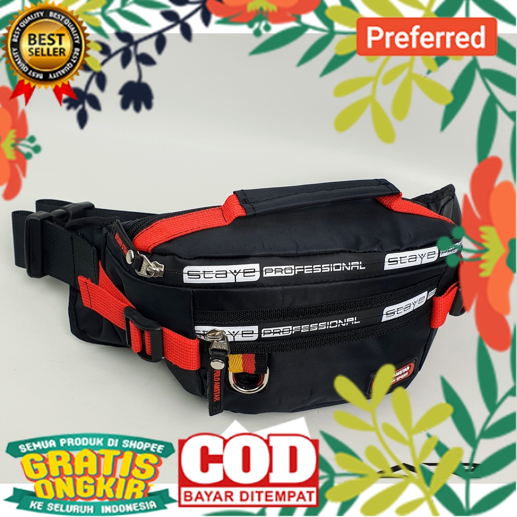 Tas Selempang Pria POLO AMSTAR Original Waistbag Fashion Sporty// TAS KEREN KEKINIAN TERMURAH/ TAS S