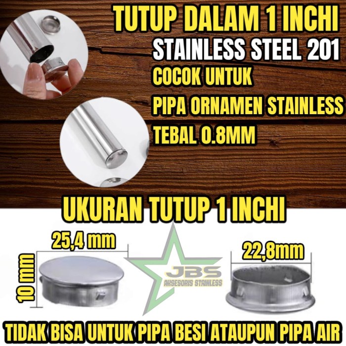 Dop/Tutup dalam pipa Stainless 201 1" inchi (25mm) GD27