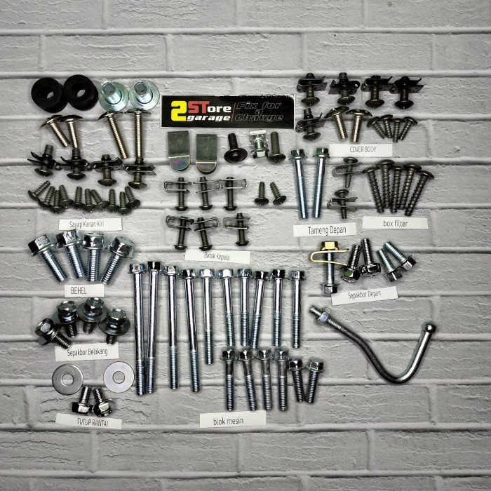 Baut Body Honda Revo 100cc Fullset/Baud Lengkap Revo 100/Revo Lama - body lengkap