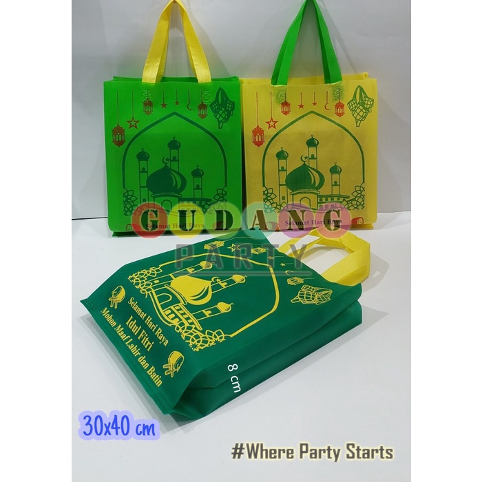 

[[ WSH - BEST SELLER ]] Spunbond Press 30X40 Idul Fitri/tas spunbond/kantong lebaran/Goody Bag