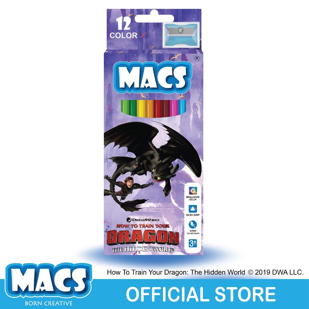 

MACS Pensil Warna How to Train Your Dragon 12 Color Pencils Colour Triangel 12 Warna Free Rautan SHESB