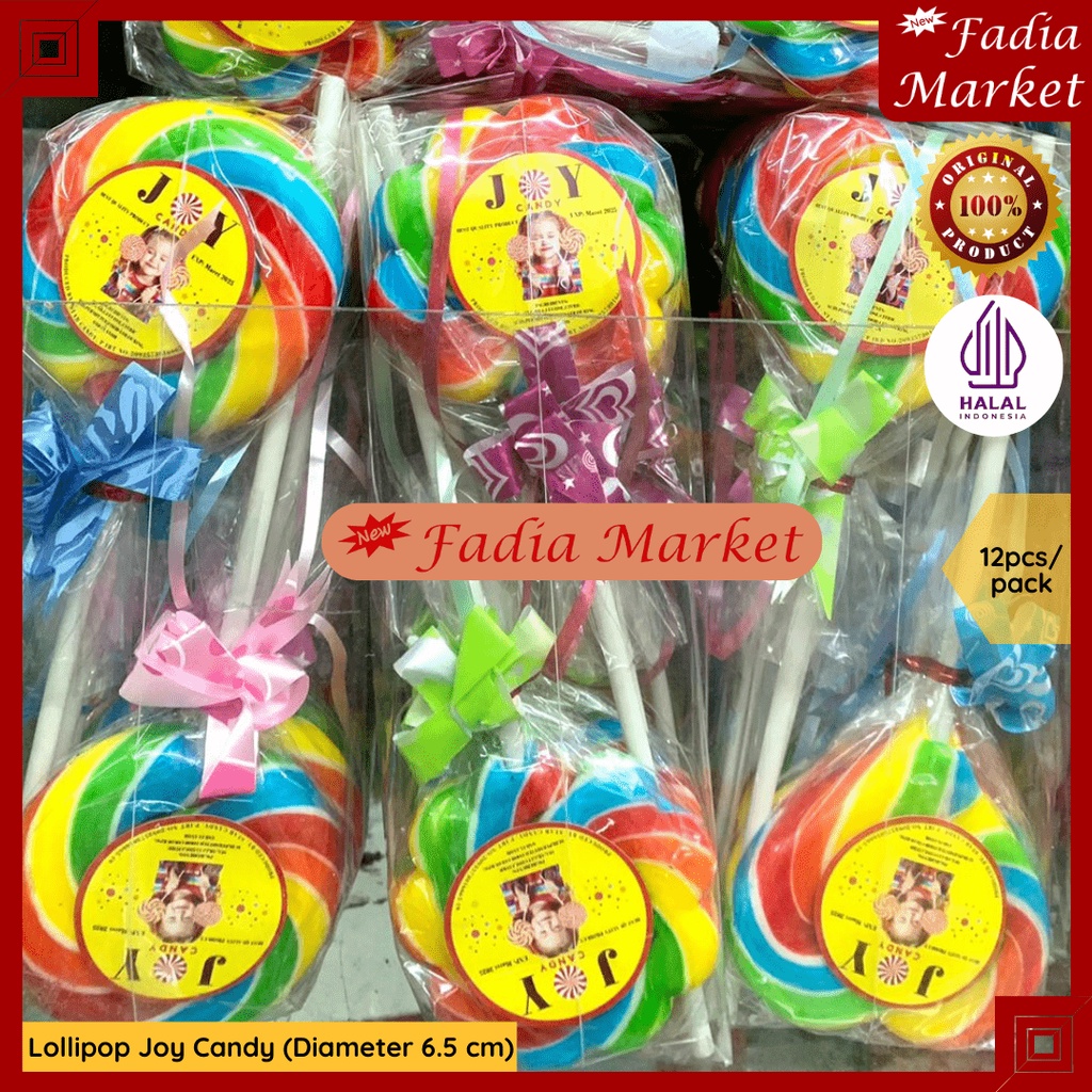 

Lollipop Joy Candy Permen Manis Warna Warni Diameter 6.5cm 12pcs/pack