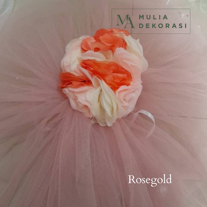 Dekorasi Kap Mobil Pengantin Pernikahan Car Tile Karangan Bunga Murah - Putih/Pink, 1 Warna Kain