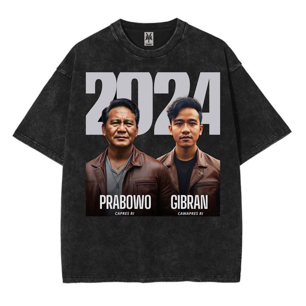 Kaos oversize prabowo gibran 2024 washed washing vintage tee