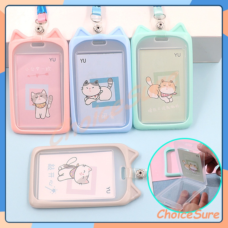

Lanyard Card Holder Motif Kucing / Kartu Nama Plastik Vertical Lanyard Potrait