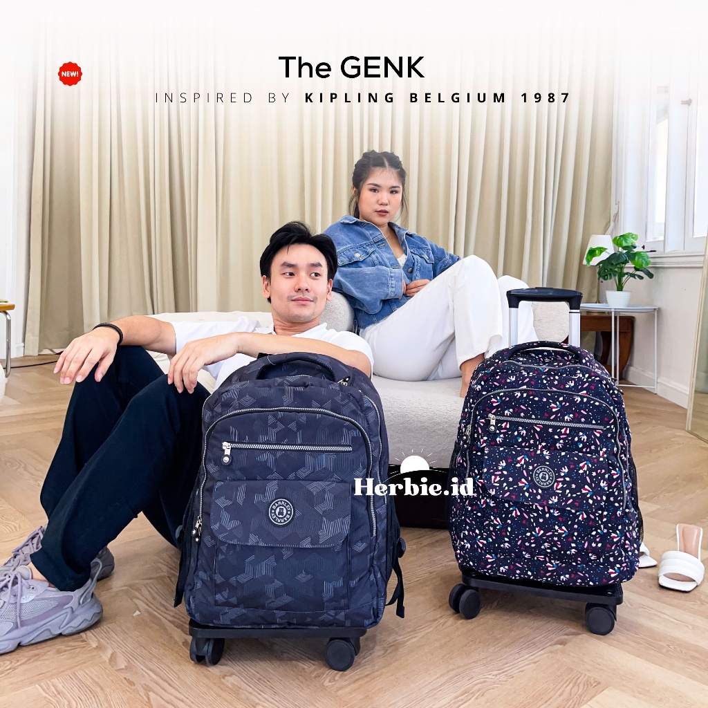 RJ8 [THE GENK] TAS RANSEL TROLI LIPAT BARLEY THE GENK BELGIUM BAHAN PARASUT ANTI AIR RODA 4 TROLLEY