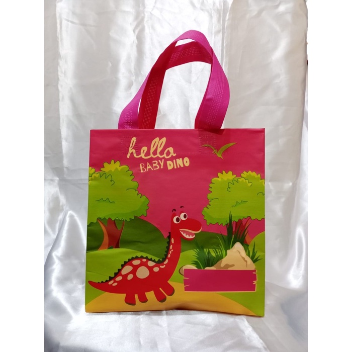 

1 Lusin isi 12 pcs Tas Spunbond Laminasi box Hello DINO 25x25x15 - DINO pink
