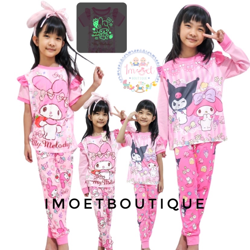 imoet.boutique - Piyama baju rumah anak sanrio my melody kuromi pink | baju tidur anak(PI0256)