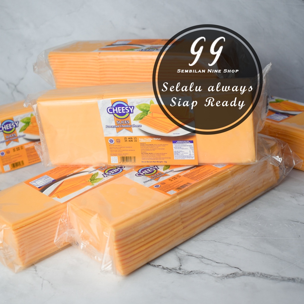 

CHEESY SLICE RED Cheddar Cheese 1 KG 84 Slice Keju Orange Colour Color